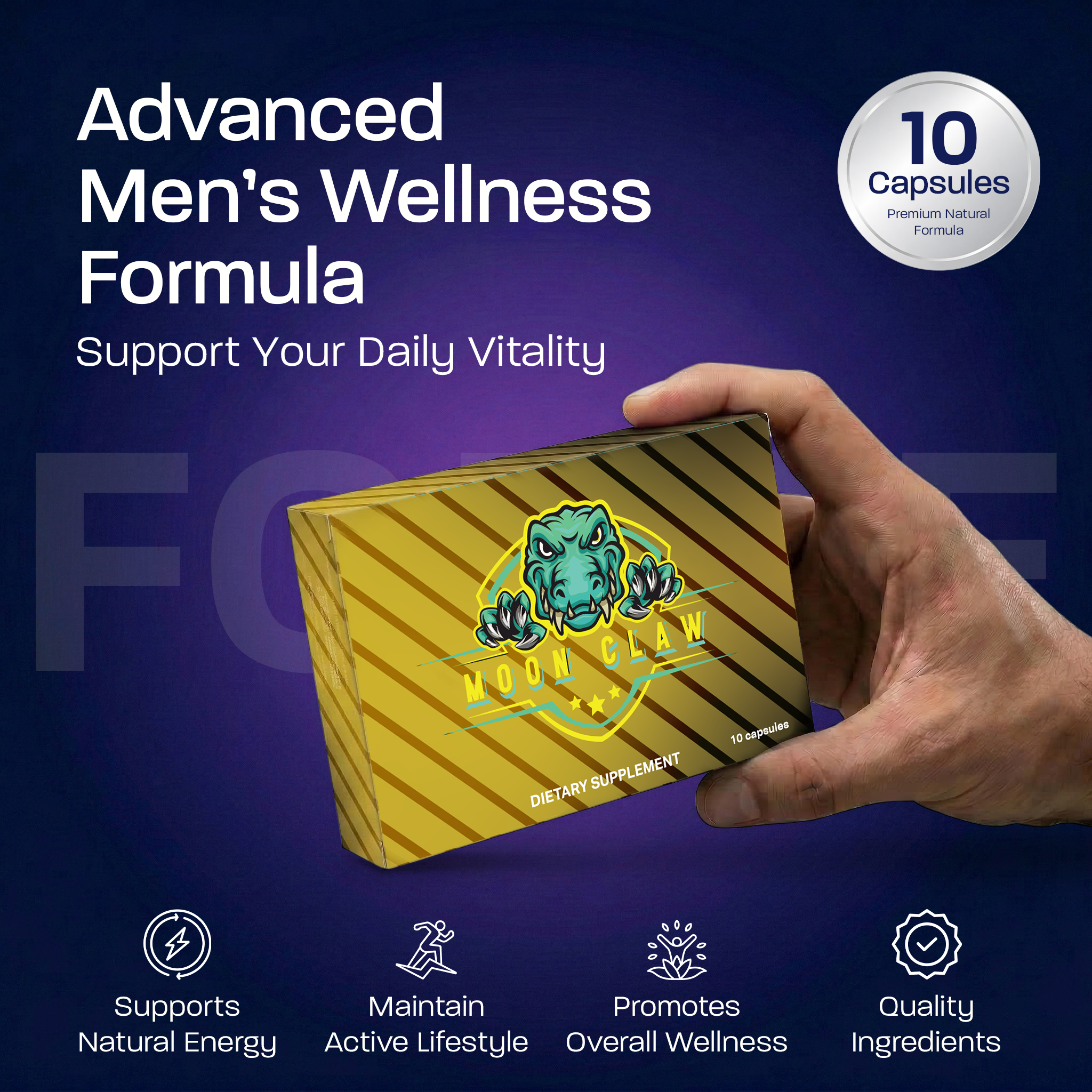 Moon claw 10-Pack Men’s Vitality & Performance Capsules – Stamina, Endurance & Energy Support - Image 2