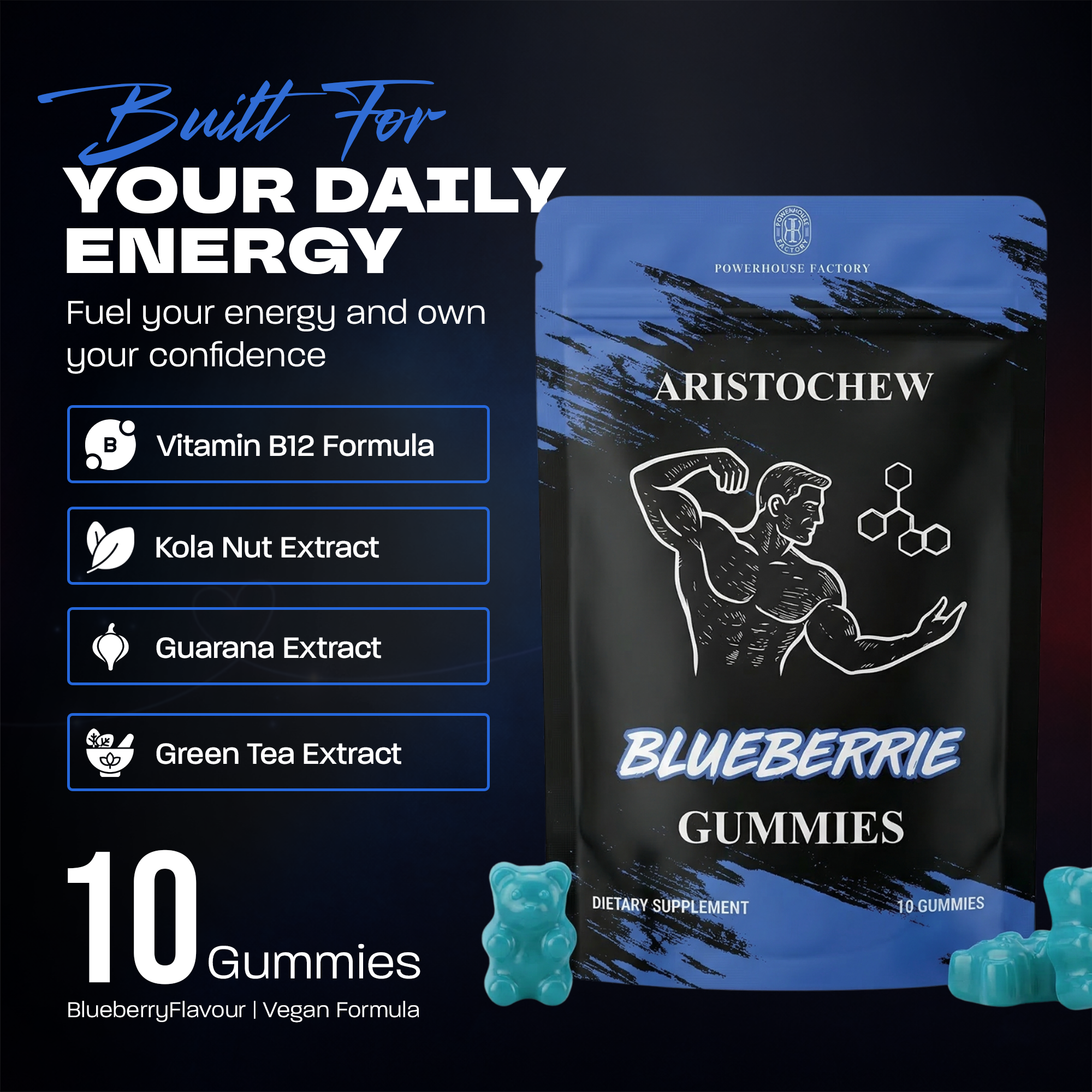 Men’s Enhancement Oral Strips – Fast Dissolving Intimacy & Vitality Support- Blueberry - Image 2