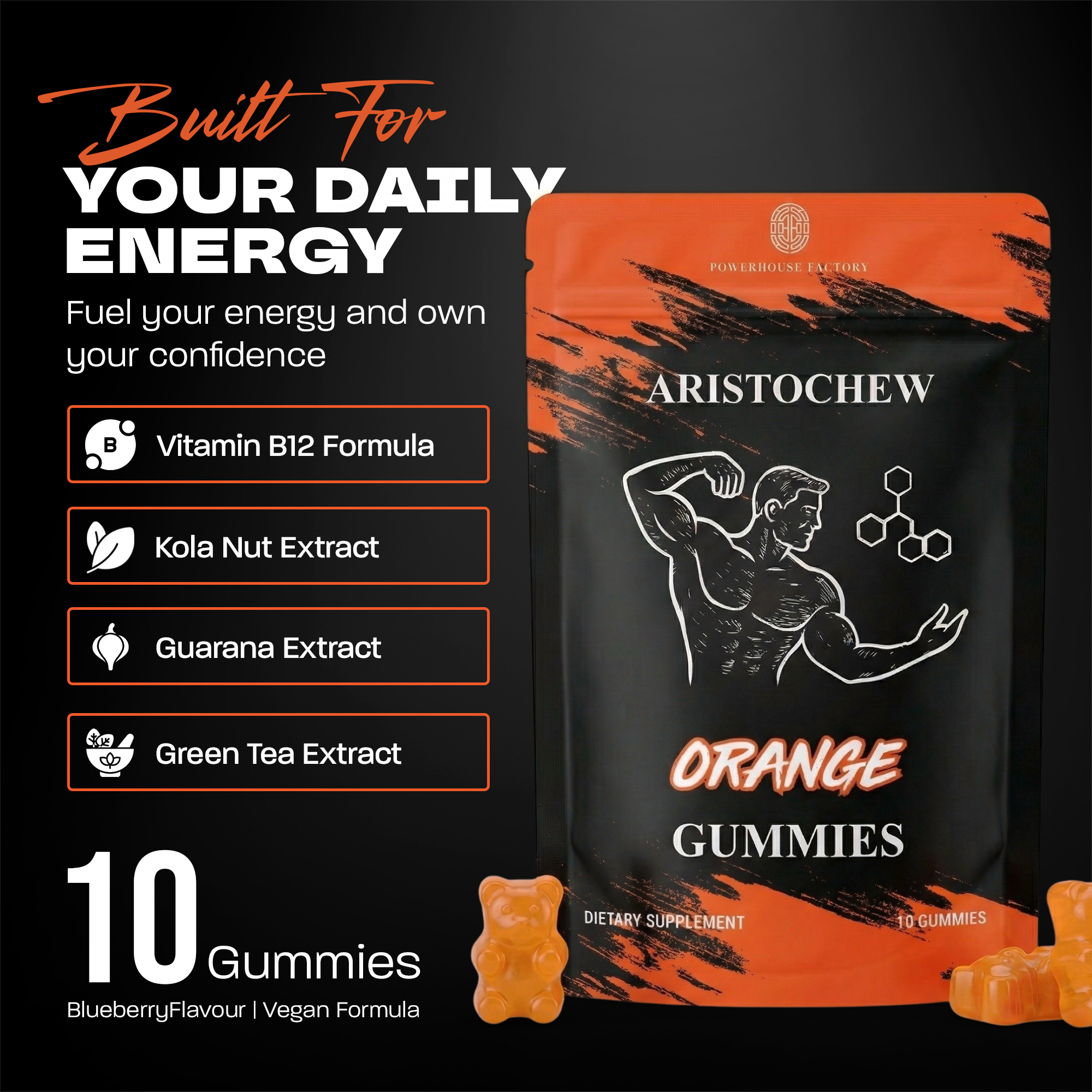 Men’s Enhancement Oral Strips – Fast Dissolving Intimacy & Vitality Support- Orange - Image 2