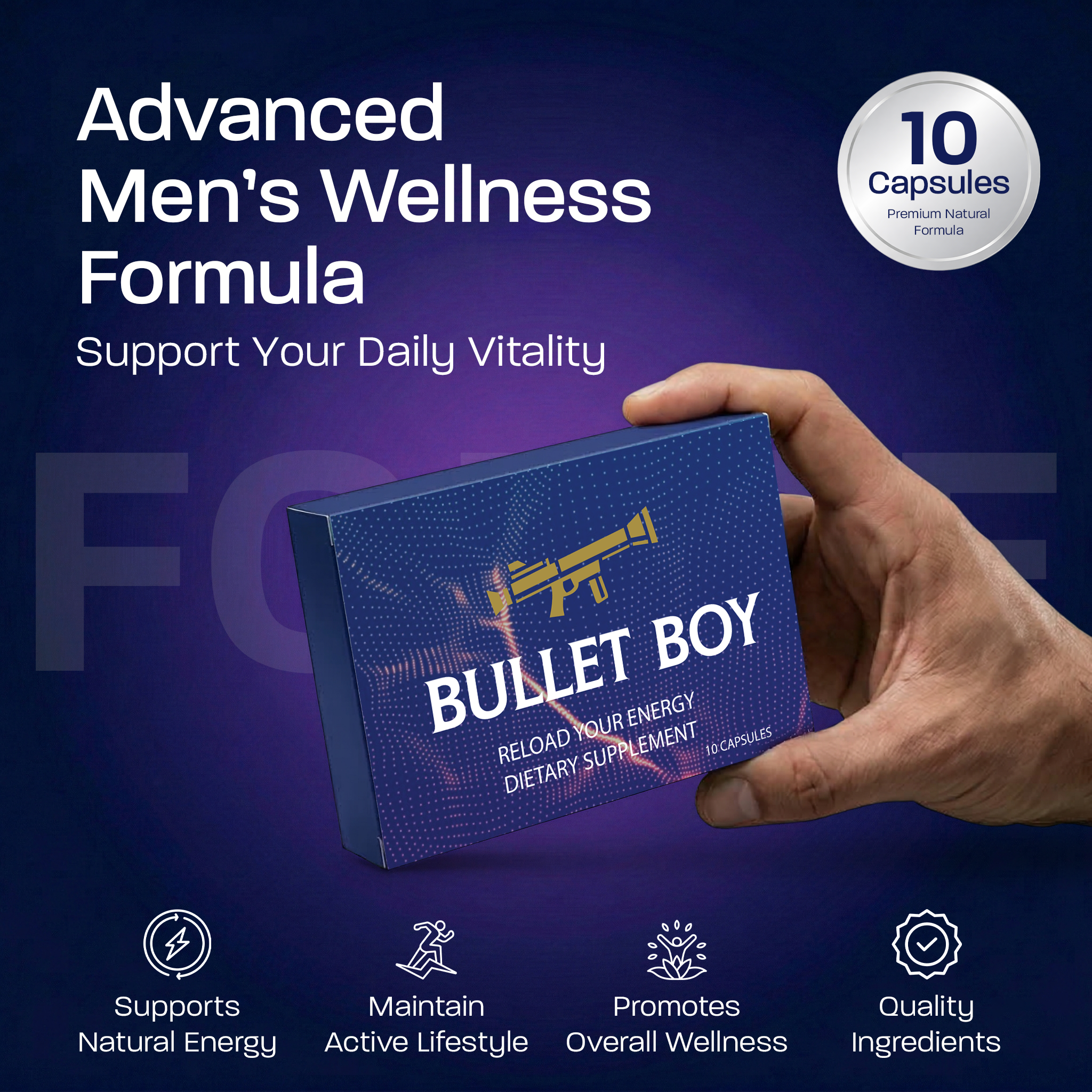 Bullet Boy 10-Pack Men’s Vitality & Performance Capsules – Stamina, Endurance & Energy Support - Image 2