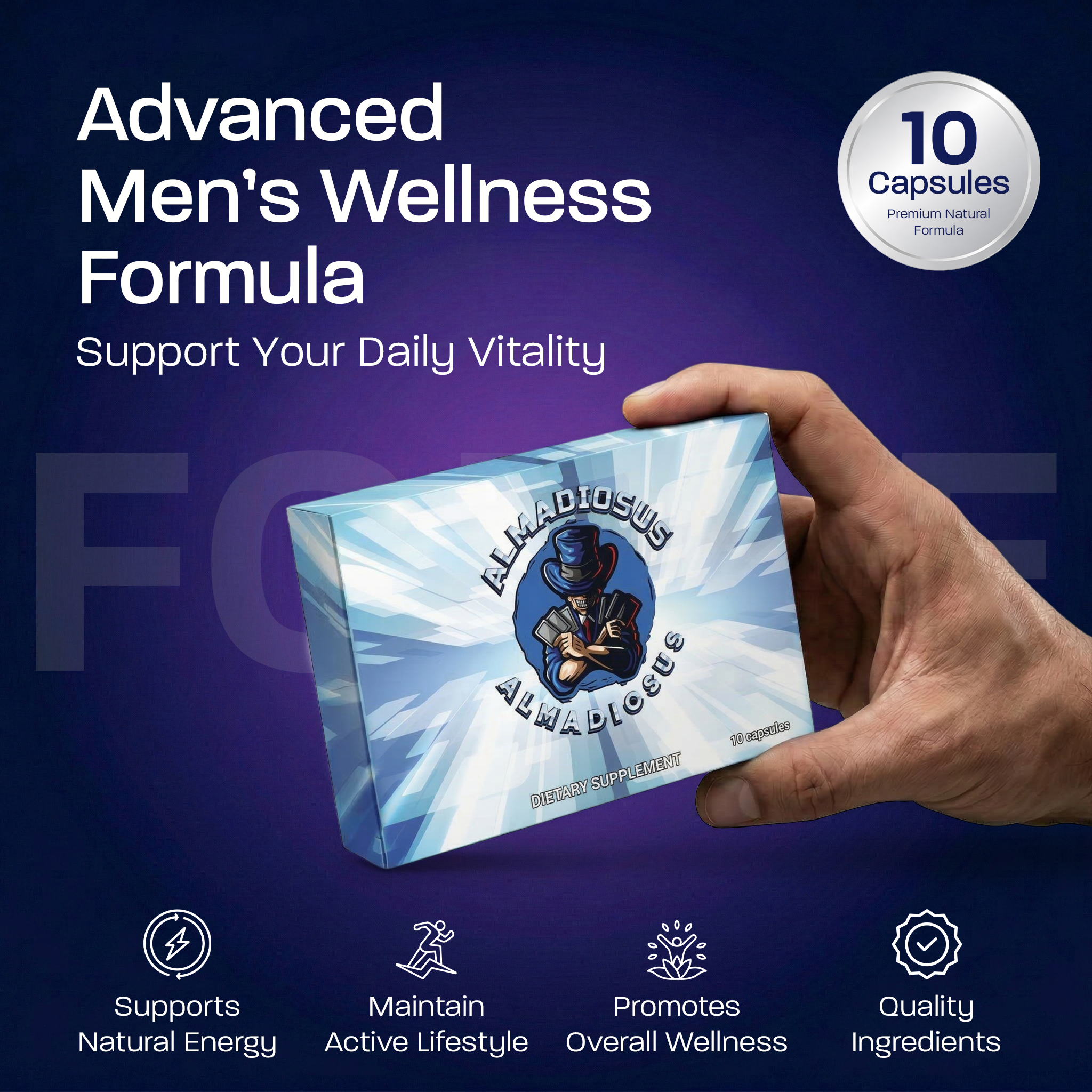 Almadious 10-Pack Men’s Vitality & Performance Capsules – Stamina, Endurance & Energy Support - Image 2