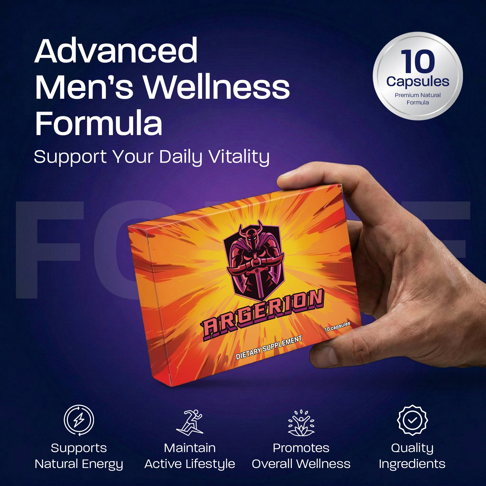 Argerion 10-Pack Men’s Vitality & Performance Capsules – Stamina, Endurance & Energy Support - Image 2