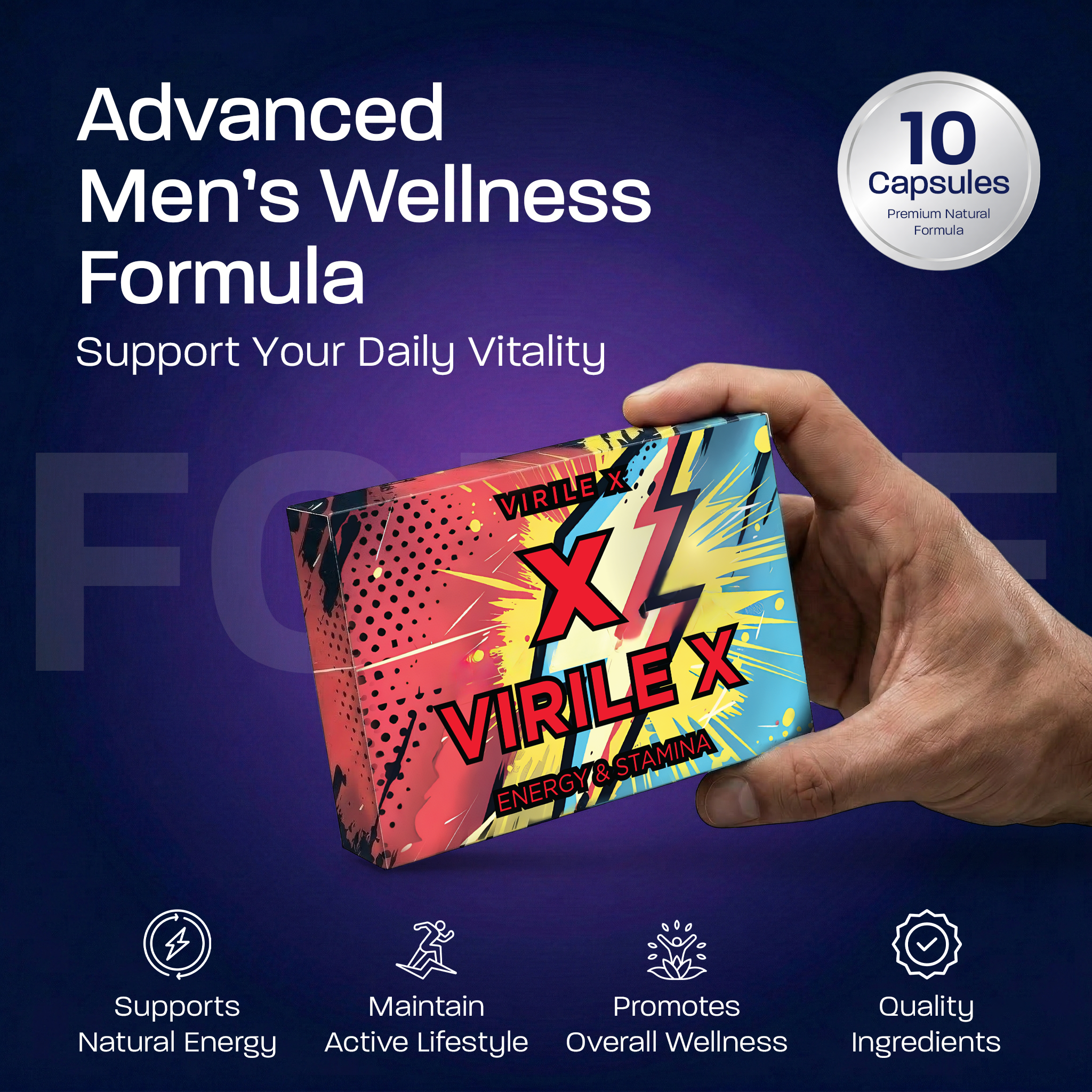 Virile X 10-Pack Men’s Vitality & Performance Capsules – Stamina, Endurance & Energy Support - Image 2
