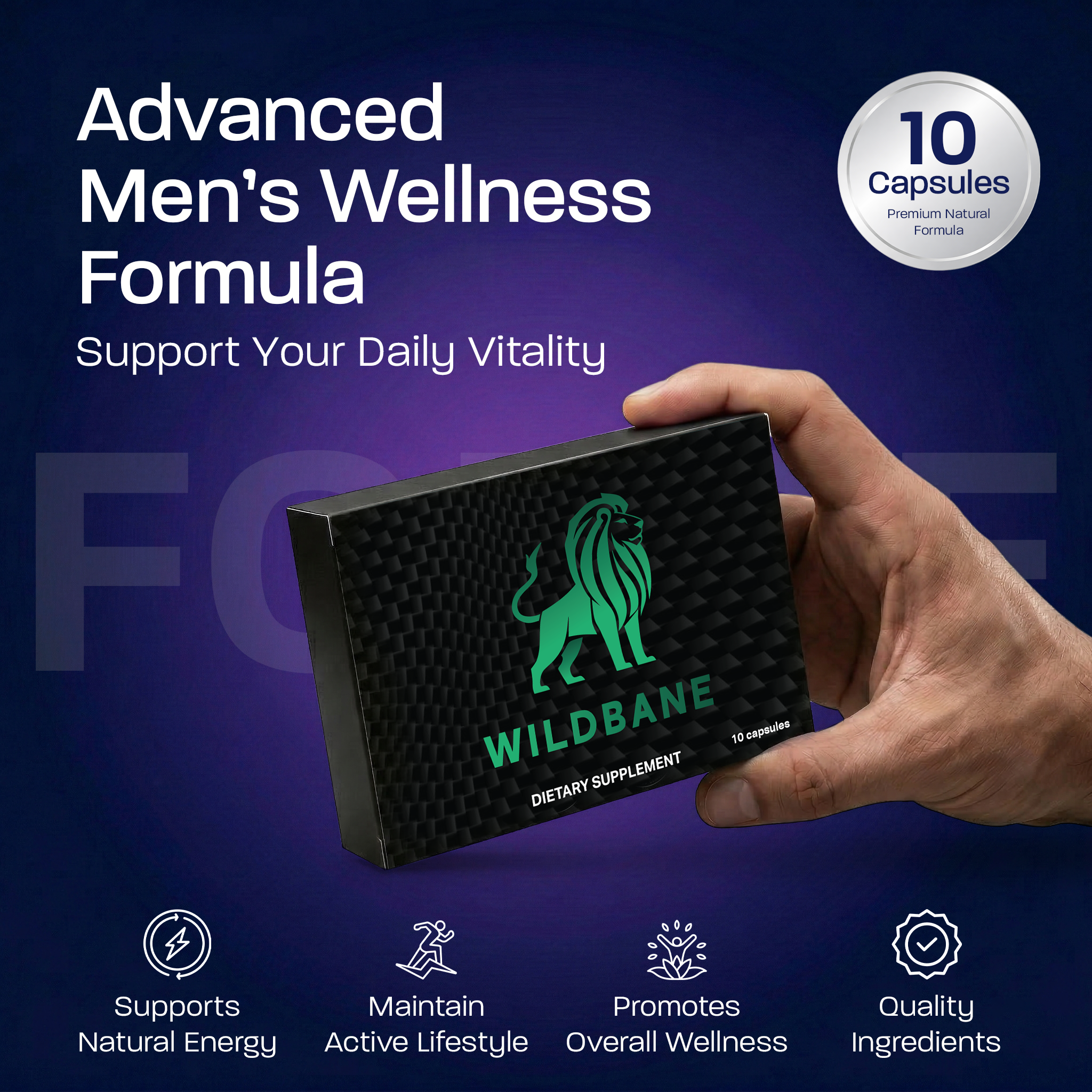 Wildbane 10-Pack Men’s Vitality & Performance Capsules – Stamina, Endurance & Energy Support - Image 2