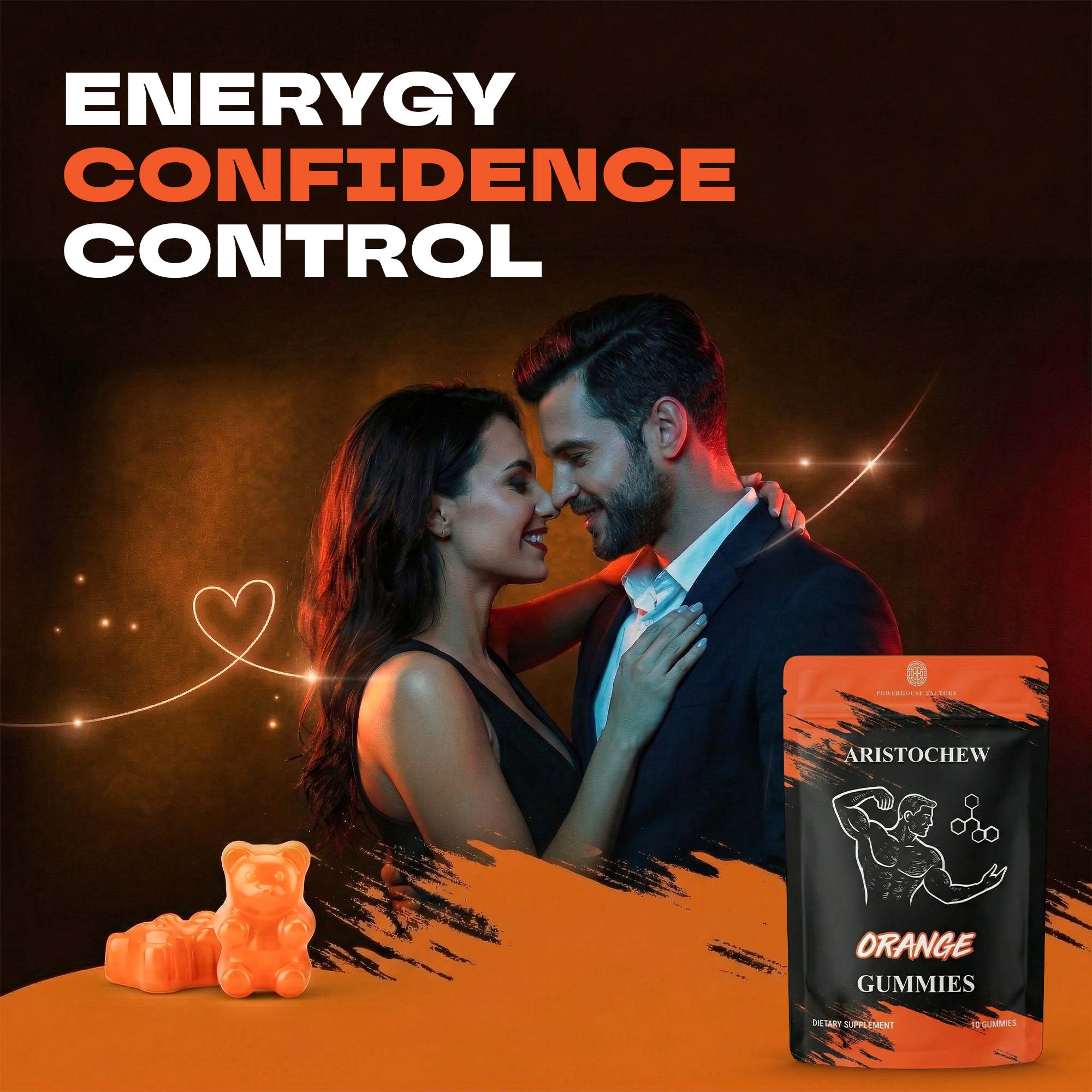 Men’s Enhancement Oral Strips – Fast Dissolving Intimacy & Vitality Support- Orange - Image 3