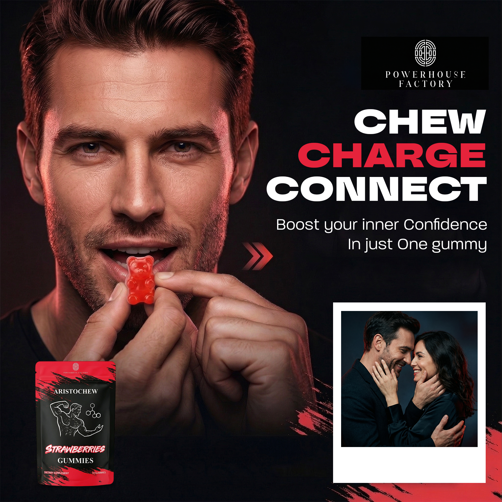 Men’s Enhancement Oral Strips – Fast Dissolving Intimacy & Vitality Support- Strawberry - Image 2