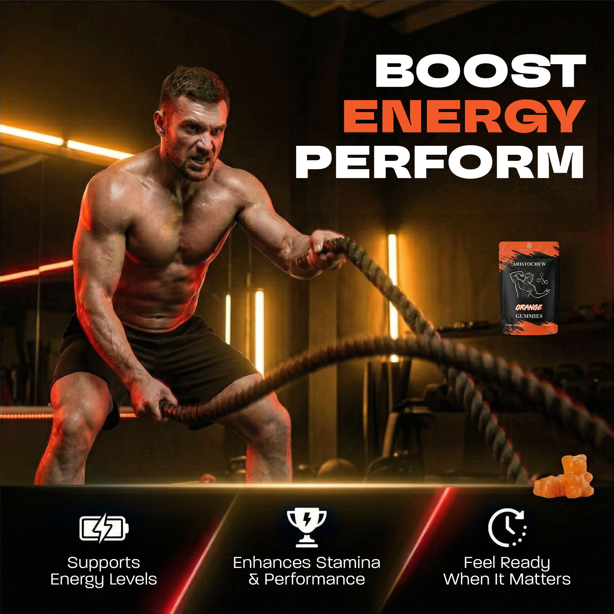 Men’s Enhancement Oral Strips – Fast Dissolving Intimacy & Vitality Support- Orange - Image 5