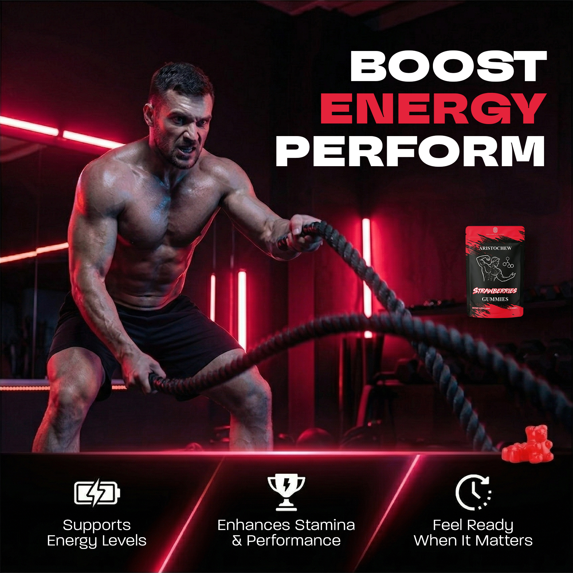 Men’s Enhancement Oral Strips – Fast Dissolving Intimacy & Vitality Support- Strawberry - Image 3