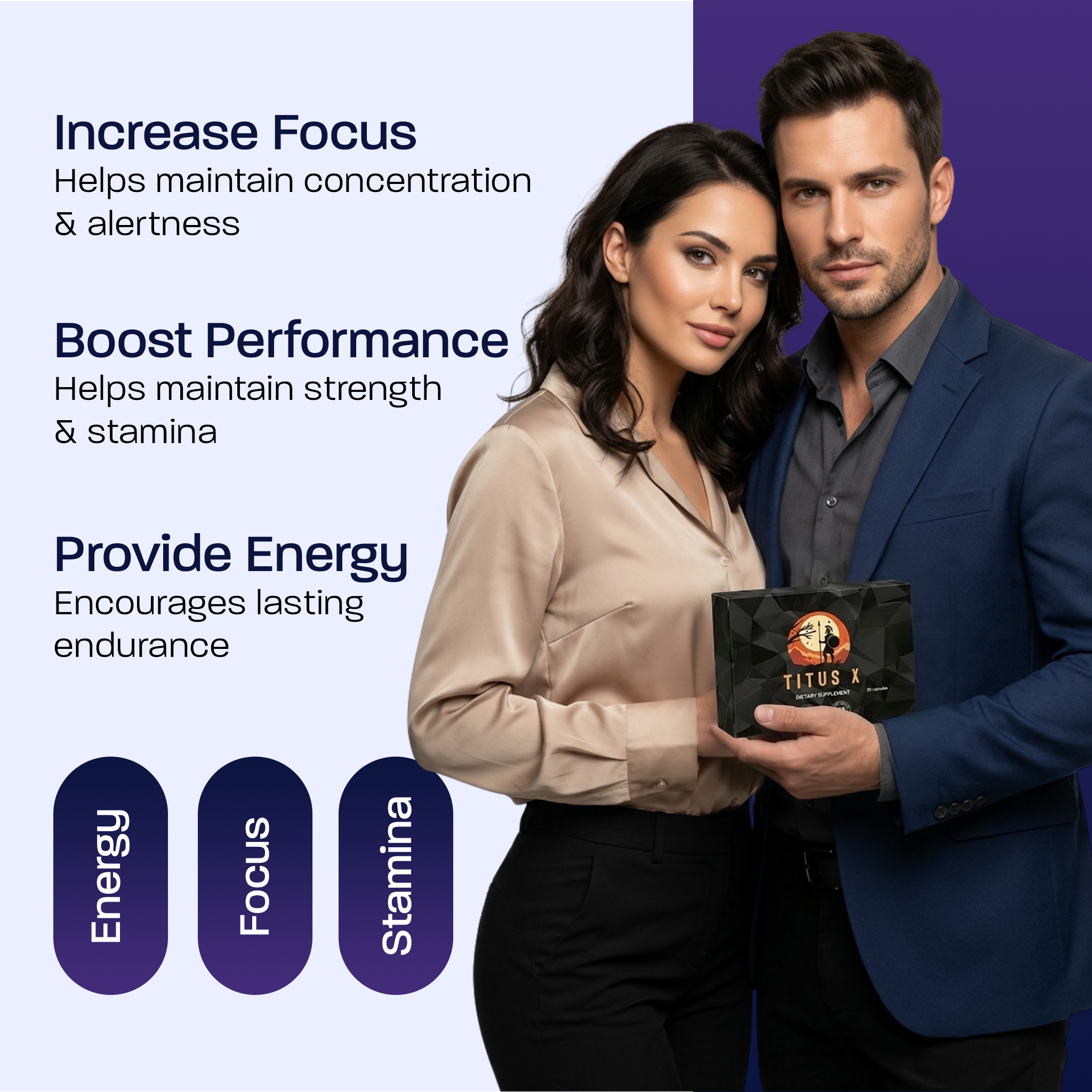 Titus X 20-Pack Men’s Vitality & Performance Capsules – Stamina, Endurance & Energy Support - Image 3