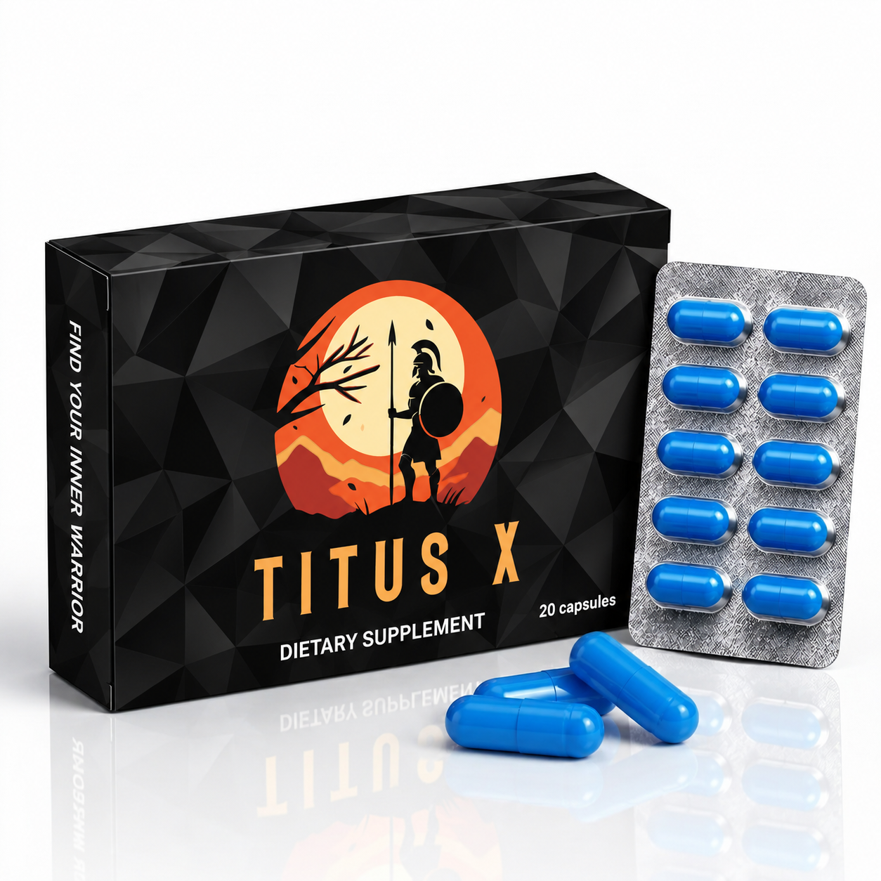 Titus X 20-Pack Men’s Vitality & Performance Capsules – Stamina, Endurance & Energy Support